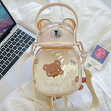 Large-capacity Cartoon Bear Straw Cup Cute Big Belly Cup Portable Student Child Water Bottle Adult Summer Drinking Cup
