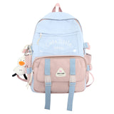 lhzstore Aesthetic Backpack Contrast Color Girl Kawaii Backpack Fancy High School Bag For Teenage Girl Student Bookbag
