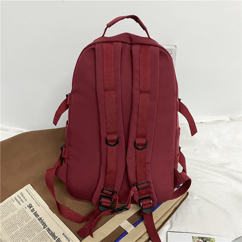 lhzstore Couples Schoolbag Aesthetic Backpack Schoolbag Large Capacity Travel Bag Waterproof Women Backpacks