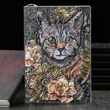 Anaglyph Cat Notebook Cartoon Cat Retro Planner Bronze Book School Supplies Office Culture and Education