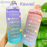 Gallon Water Bottle Large Capacity Water Bottle with Bounce Cover Time Scale Reminder Scrub Cup Outdoor Sports Fitness