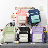 lhzstore 4 Pcs Set Backpacks For Teenagers Girl Canvas Kawaii Student Bookbags Cute Women Bagpack Large Capacity Backpacks