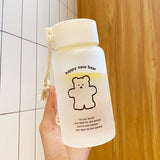 Large Capacity Plastic Water Bottle Cute Children's Frosted Water Bottles Transparent Milk Carton Anti-drop Drink Bottle