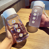 Small Daisy Transparent Plastic Water Bottles BPA Free Creative Frosted Water Bottle With Rope Kids Girl Travel Tea Cup