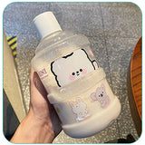 Kawaii Bear Water Bottle Cute Mini Bucket Plastic Bottles Outdoor Sport Drinking Water Bottles Portable Large Capacity Cup