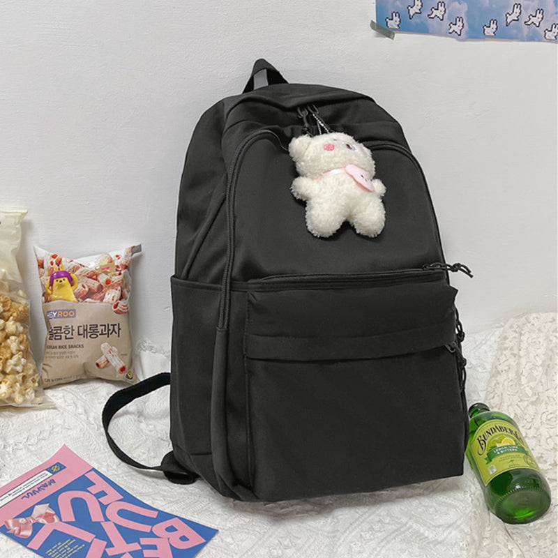 Lhzstore Aesthetic Backpack Backpack for Junior High School Girls Large Backpack for High School Solid Color Versatile Backpack