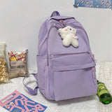 Lhzstore Aesthetic Backpack Backpack for Junior High School Girls Large Backpack for High School Solid Color Versatile Backpack