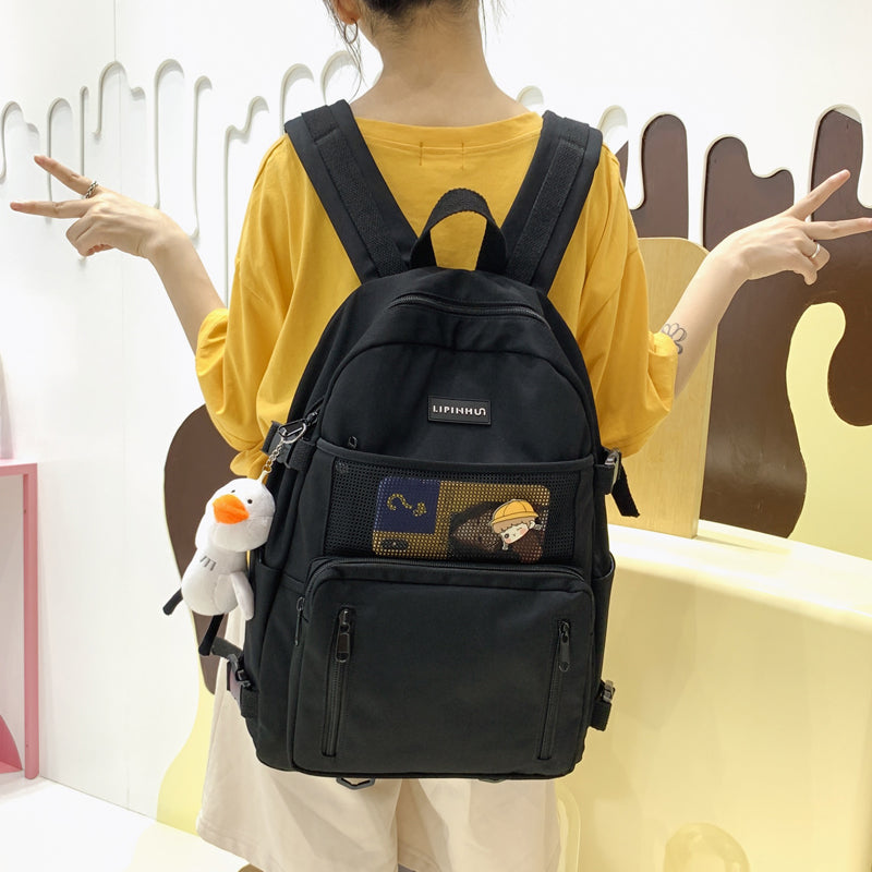lhzstore Aesthetic Backpack Campus Women's Backpacks Cute School Student Women Backpack Harajuku School Bag for Teenage Girls