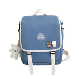 lhzstore Aesthetic Backpack Cute Backpack Thick Waterproof Student Shoulder Bag Teenage Girl Kawaii Badge Backpacks