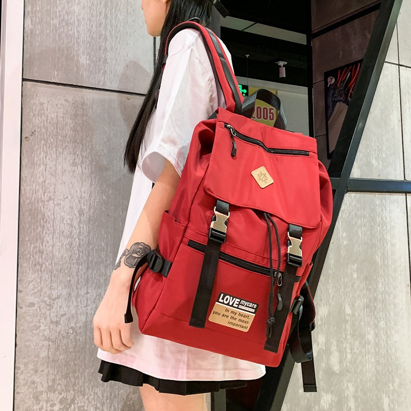 lhzstore Large Capacity Backpack Female Middle School Student Schoolbag Outdoor Travel Leisure Backpack Girls Shoulder Bags