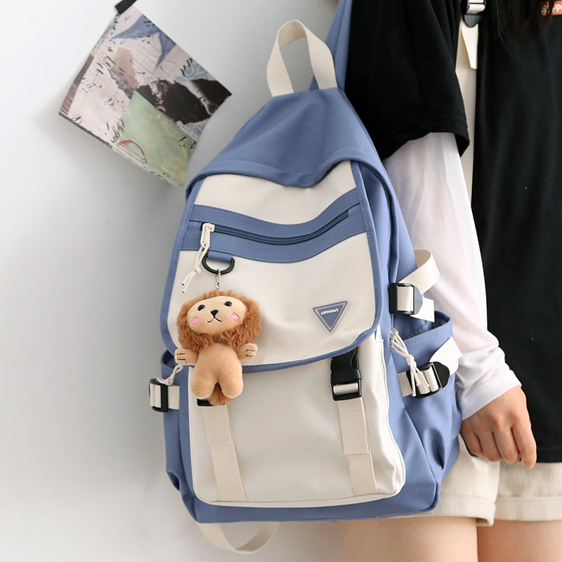 lhzstore Aesthetic Backpacks Couple Color Panelled Backpack Middle School Backpacks for Teens College Travel Book Bags