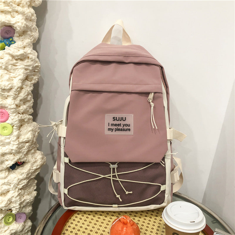 lhzstore Aesthetic Backpack Cute Backpacks for Women Panelled School Backpacks for Teens Campus Travel Laptop Bags