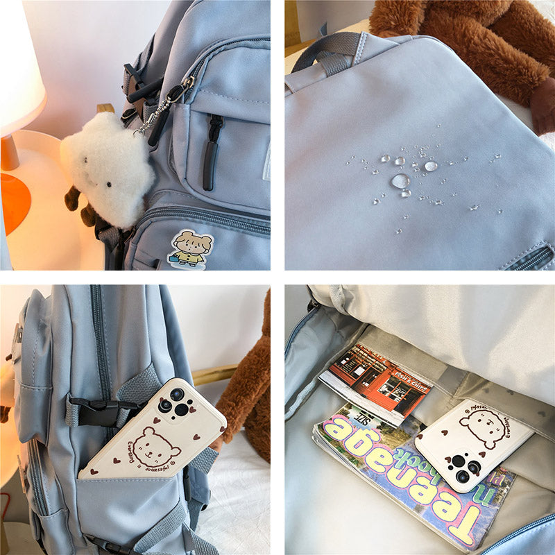 lhzstore Aesthetic Backpacks Cute Badge Women Backpack Harajuku  School Bag Large Capacity Light Travel Knapsack