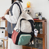 Lhzstore Aesthetic Backpack Women Backpack Harajuku Panelled School Bags for Teenage Girls Campus Large Capacity Travel Backpacks
