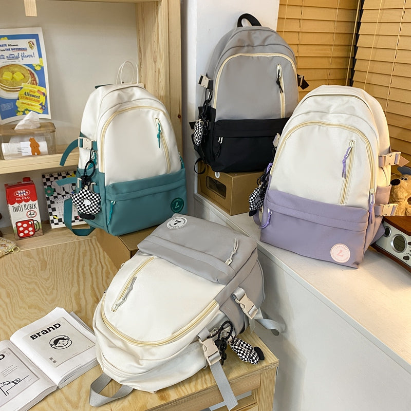 lhzstore Aesthetic Backpacks Women Backpack Vertical Zipper Nylon Travel Bag Schoolbag Girl Laptop Backpack Couples Schoolbag