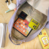 lhzstore Aesthetic Backpack Large Capacity Solid Color Women Backpack Travel Bag Student Cool Backpack Big Schoolbag Bookbag