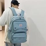 lhzstore Aesthetic Backpack Large Capacity Backpack Women Multi-pocket Travel Bag Bookbag College Students Big Schoolbag
