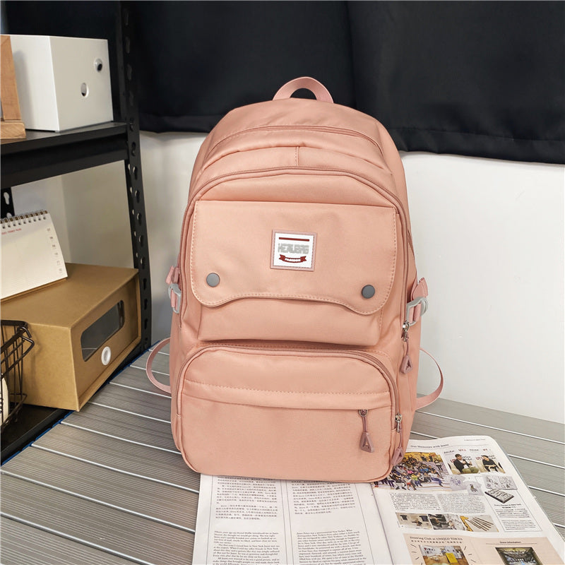 lhzstore Aesthetic Backpack Large Capacity Backpack Women Multi-pocket Travel Bag Bookbag College Students Big Schoolbag