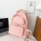 lhzstore Aesthetic Backpack Badge Rucksack Girls School Bag High Capacity Women Backpack Female Cute Leisure Travel bag