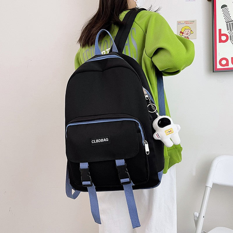 lhzstore Aesthetic Backpack Backpack Nylon Waterproof School Bag For Girls Buckle Large-capacity Travel Backpacks Knapsack