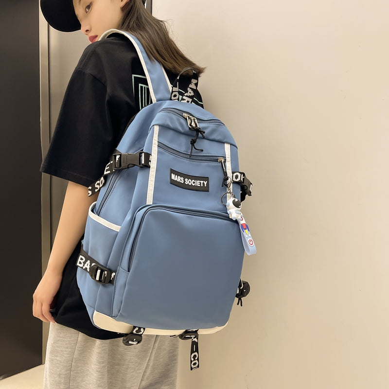 lhzstore Aesthetic Backpack College Student Bag Girl Version Junior High School Students Simple Women Schoolbag Backpack