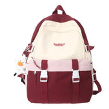 lhzstore Schoolbag for Teenarge Simple Student Backpack Travel Backpack Contrast Color Large Capacity Backpack Women's Backpack