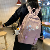 lhzstore Aesthetic Backpack Waterproof Buckle Backpack For Women School Bags For Girls Laptop Backpack Patchwork Bagpack