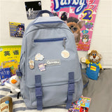 lhzstore Aesthetic Backpack Waterproof Buckle Backpack For Women School Bags For Girls Laptop Backpack Patchwork Bagpack
