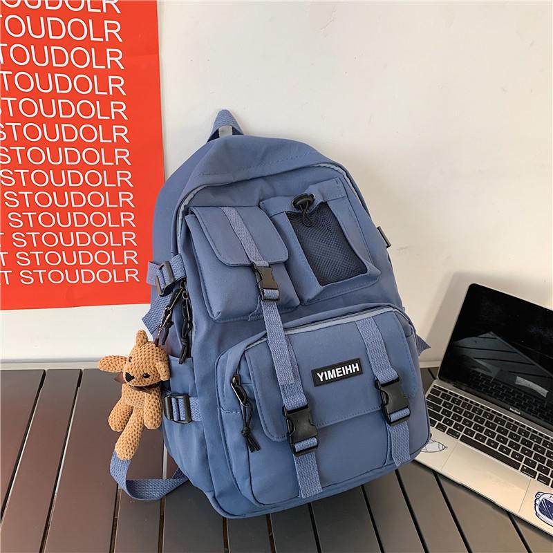 lhzstore Aesthetic Backpack Women's Backpack Summer Solid Color Schoolbags Of Girls Waterproof Large-capacity Backpack