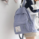 lhzstore Aesthetic Backpack Simple Solid Color Backpack Women Blue Cartoon Waterproof Travel Backpacks Laptop School Bags