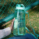 Fitness Sports Water Bottle Straw Outdoor Big Capacity Transparent 1.5L Fashion Portable Space Shaker Straps