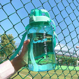 Fitness Sports Water Bottle Straw Outdoor Big Capacity Transparent 1.5L Fashion Portable Space Shaker Straps