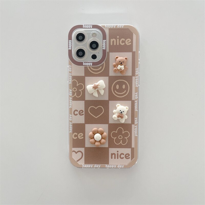 Kawaii 3D Retro Sweet Bear iPhone Case