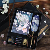 Hand Account Book Feather Fountain Pens Gift Box Set Notebook Ink Pumping Creative Antique Style Gifts Dip Pencils