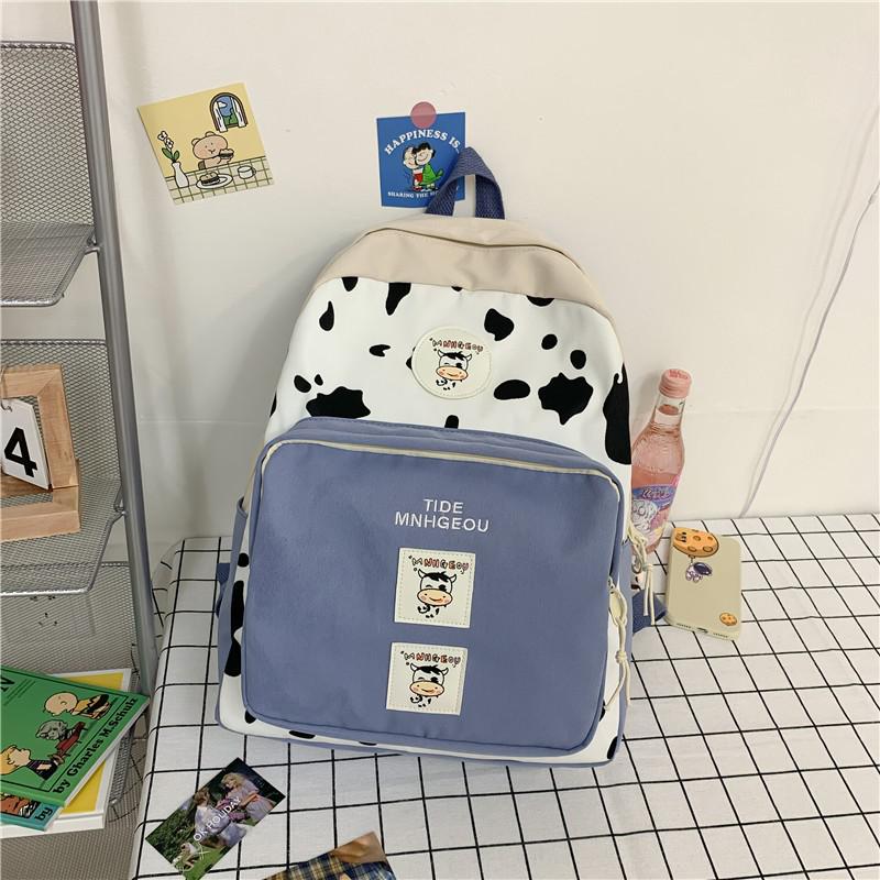 lhzstore Aesthetic Backpack Women's Backpack Cute Cow Pattern Bookbags For Teenage Girls Large Capacity Travel Backpacks