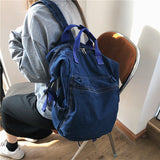 lhzstore Aesthetic Backpack Casual Large Backpacks for Women Denim Travel Bag Travel Rucksacks Backpacks For High Schoolers