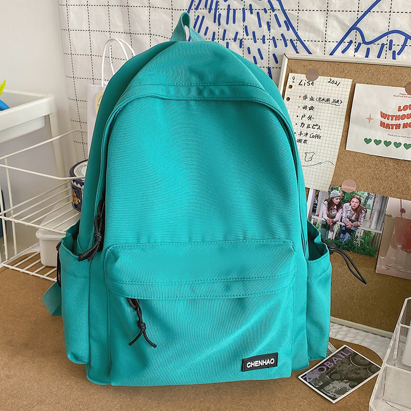 Lhzstore Aesthetic Backpack Junior High School Backpack High School Solid Color Harajuku Backpack College Student Backpack