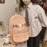 lhzstore Aesthetic Backpack Kawaii Pendant Women Backpack Nylon School Bag For Teenage Girls Large Capacity Travel Backbags