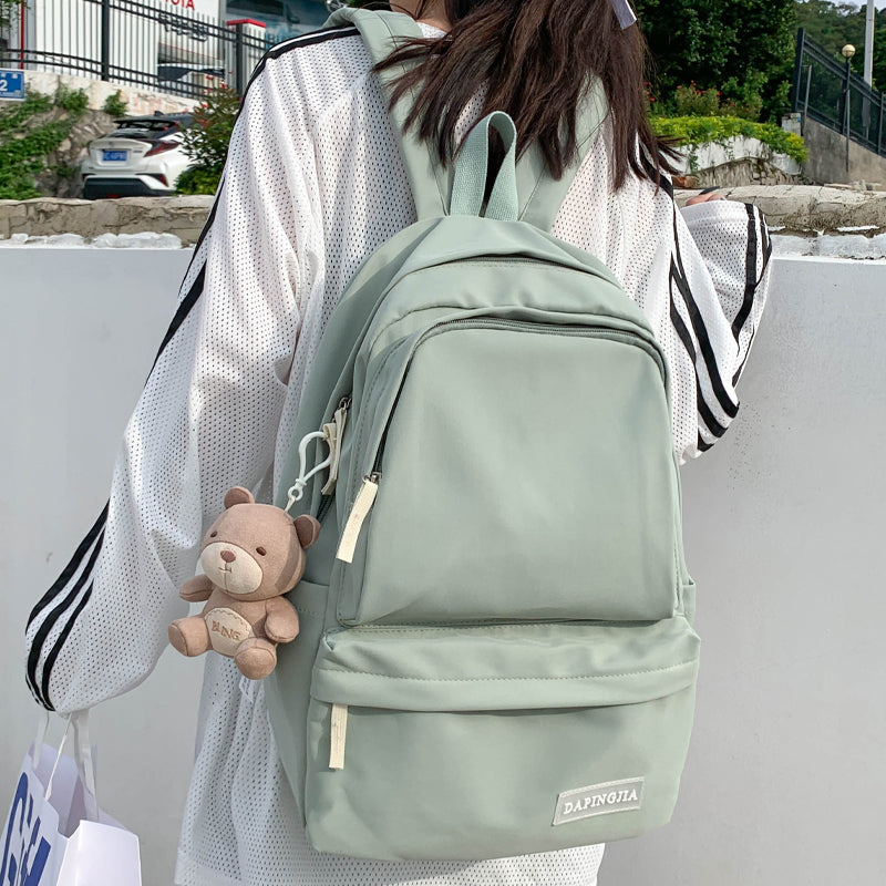 lhzstore Aesthetic Backpack Candy Color Double Zipper Women Backpack Waterproof School Bag Student Bag Girl Travel Rucksacks