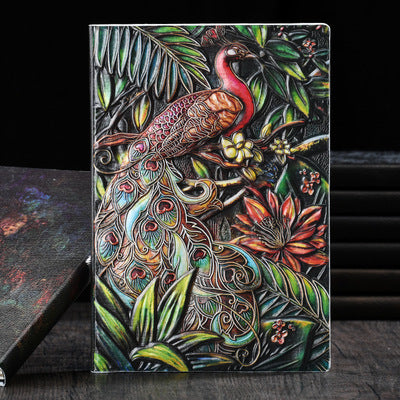 Vintage Anaglyph Gilding Peacock Notebook Retro Planner Bronze Book School Supplies Office Culture and Education