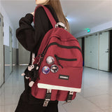 lhzstore Aesthetic Backpack Boy Backpack Large Capacity Travel Bag Multi Pocket Schoolbag College Student Girl Backpacks