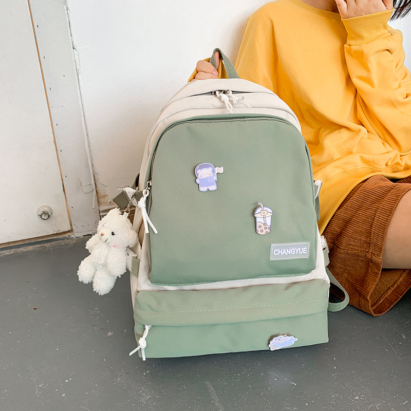 lhzstore Aesthetic Backpack Women Waterproof Nylon School Bag  Harajuku Kawaii Backpack Teenage girl Book Bag