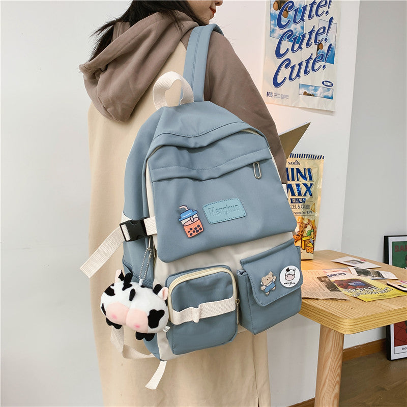 lhzstore Aesthetic Backpack Pocket Waterproof nylon Women Backpack Young Girl Student Schoolbag Lovely Backpack Book Bags