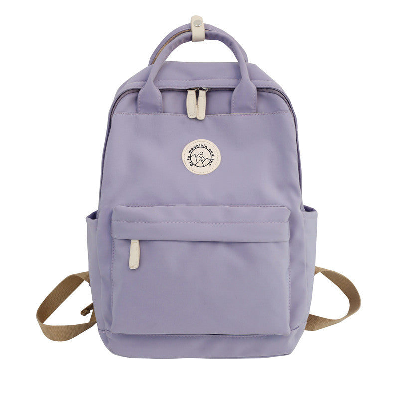 lhzstore Aesthetic Backpack Double Shoulder Bag Girl Student Minority Solid Color Schoolbag Large Capacity Waterproof Backpack