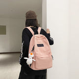 lhzstore Aesthetic Backpacks Solid Color  Student Backpack Cute Waterproof Teenage Girl Boy College Schoolbag Women Bag