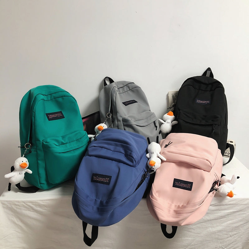 lhzstore Aesthetic Backpacks Solid Color  Student Backpack Cute Waterproof Teenage Girl Boy College Schoolbag Women Bag