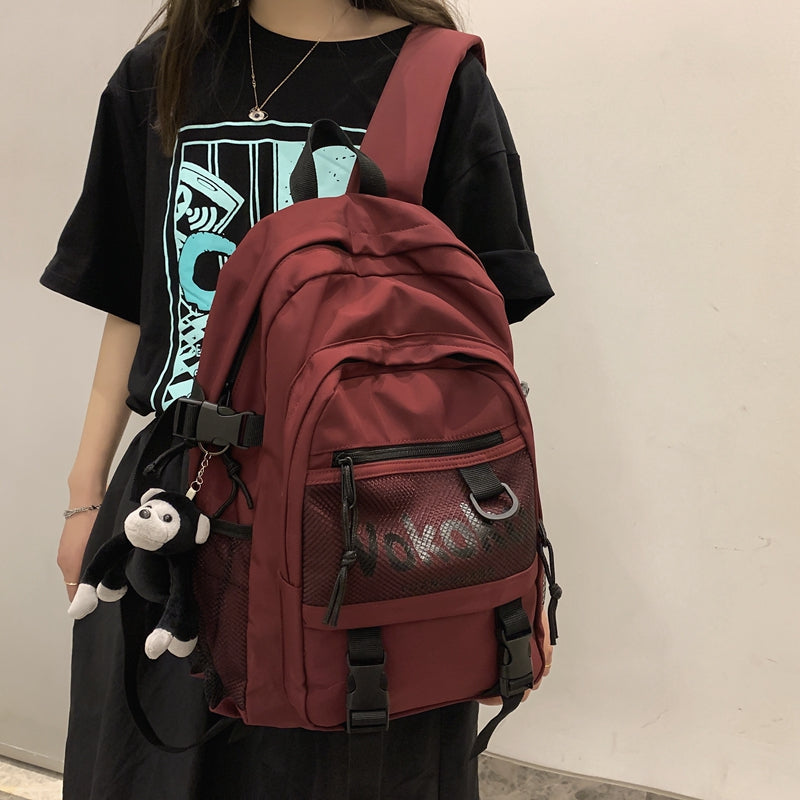 lhzstore Backpacks For Teens Aesthetic Backpack Women Backpack Travel Mesh  Student College School Bag Buckle Backpack