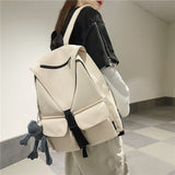 lhzstore Aesthetic Backpacks Women Rucksack Buckle Teenage Girl Waterproof Backpack Schoolbag College Student Backpacks