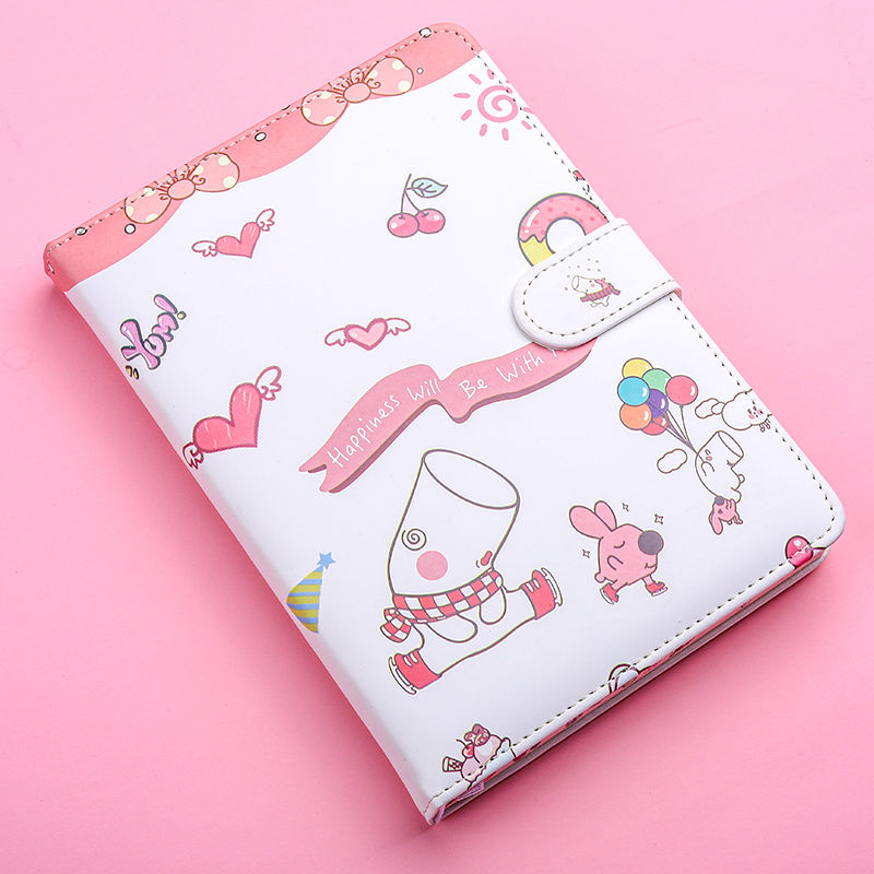 Notebook Diary Magnetic Buckle Notepad Kawaii Stationery Diary Cute Cartoon Schedule Girl with Stickers Back To School Gift