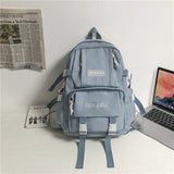 Lhzstore Aesthetic Backpack Schoolbag  Junior High School Students Solid Color Backpack College Students Backpack